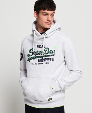 Superdry Vintage Logo Neon Tip Férfi Kapucnis Pulóver Fehér | PVCYA2586